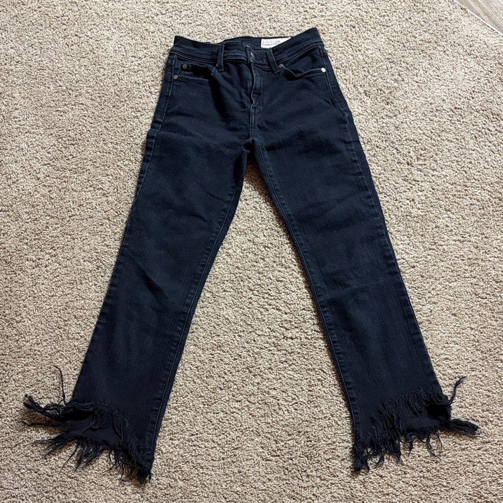 Black Frayed Hem Jeans